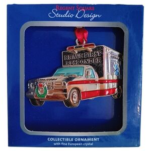 Brave First Responder Ornament - Red and Silver